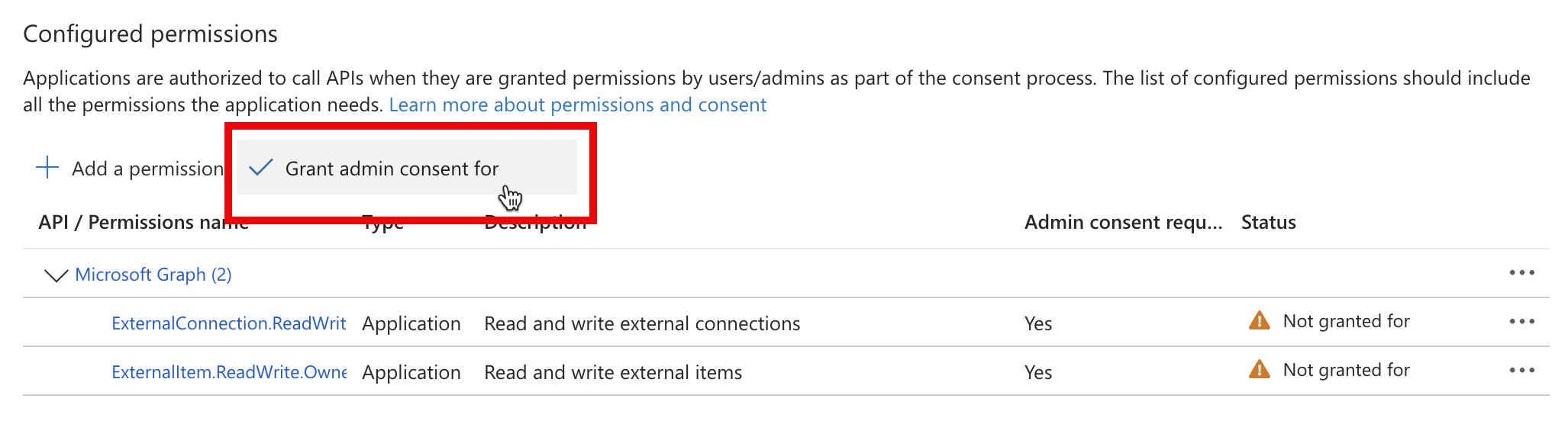 Screenshot of the Microsoft Entra ID portal where a user can grant consent.