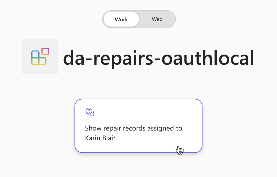 Screenshot of a conversation started in the custom declarative agent.